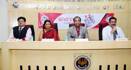 (L to R) CA. Julfesh Shah, RCM, Sarita Kaushik- Chief Guest, CA. Swapnil Agrawal, Chairman, CA. Suren Duragkar