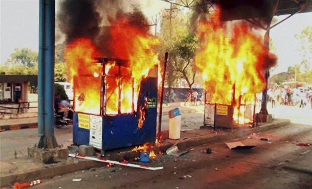 File Pics of  Kohlapur toll booths set on Fire