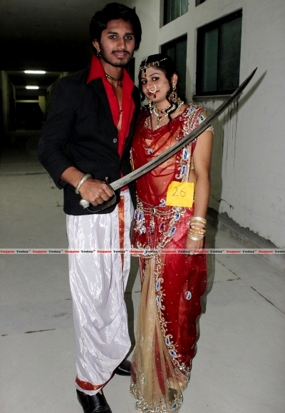 Somesh & Sonam in their elegant traditional attire at the Technotsav-14 Fashion Show, SB Jain College!