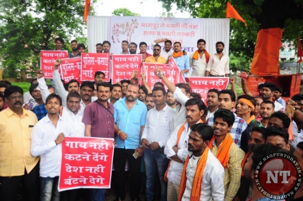 Bajrang Dal Dharna Andolan protest against cow slaughter