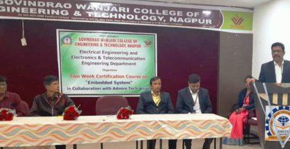 Workshop on Certification Course on “Embedded System” organized at GWCET, Nagpur