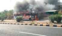 Nagpur-Amravati Shivshahi bus catches fire due to short circuit near Kondhali