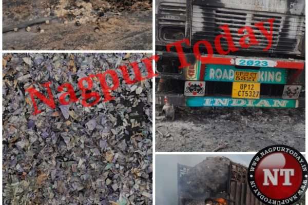 Truck Carrying Shredded Currency Burns in Wardha – Probe On